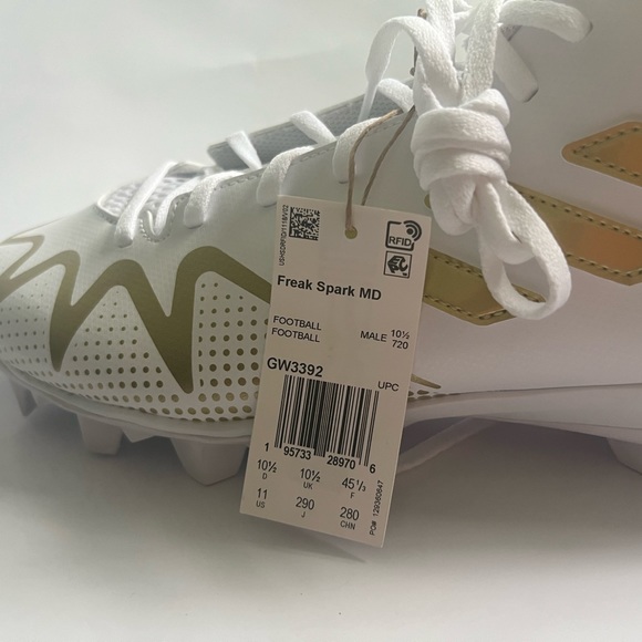 NEW Adidas Freak Spark Mid "White/Metallic Gold" Men's Football Cleats - Picture 4 of 7
